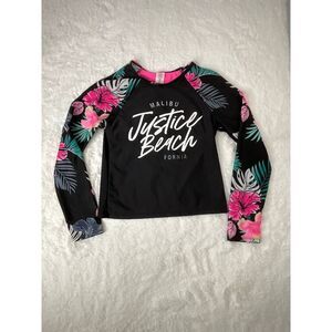 Justice Swim Surf Rashguard Top Long Sleeve Pullover UPF Girls‎ Size M (10)